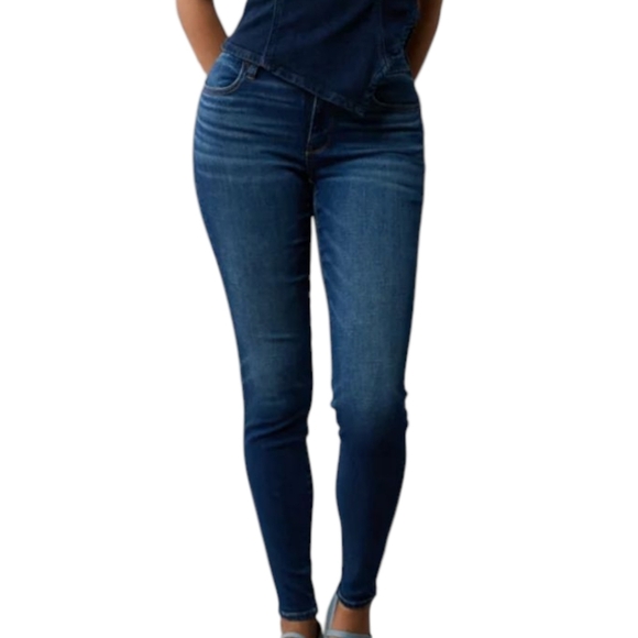AMERICAN EAGLE Next Level Curvy High Rise Jegging Blue Jeans Women 0R Y2K Preppy - Picture 1 of 14